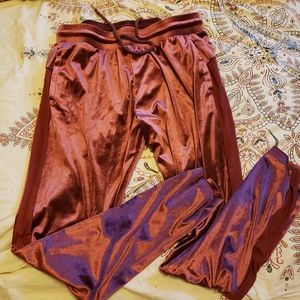Red silky leisure pants